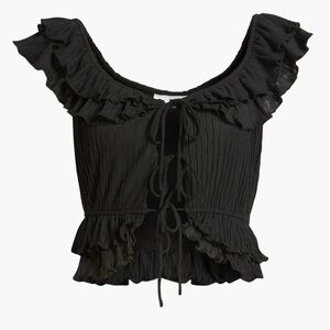 ASTR The Label Black Ruffle Crop Top Blouse – Size S